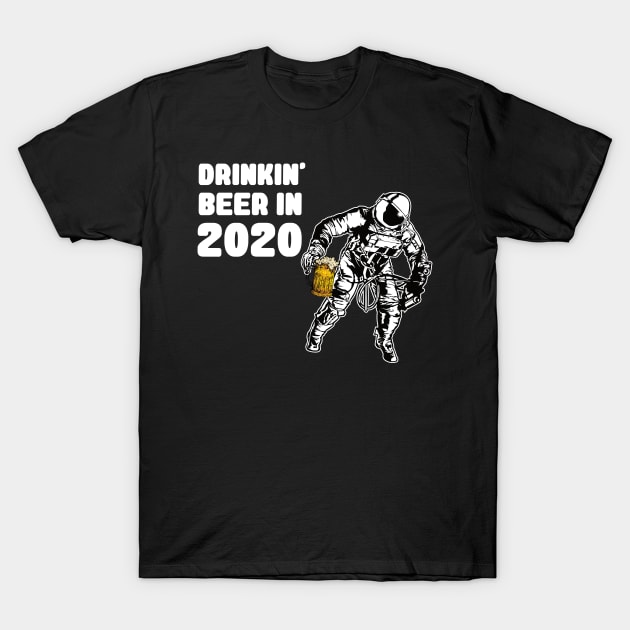 Funny astronaut drinks beer filtered protected T-Shirt by The Hammer